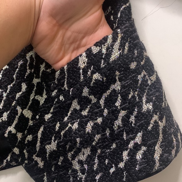 Alice + Olivia Black Lurex Tweed Kidman Box Crop Jacket Small black metallic - Picture 12 of 12